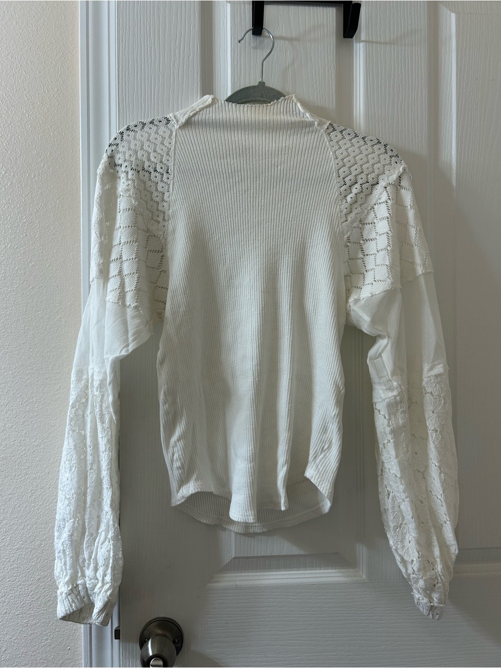Free People Cream Ribbed Knit top